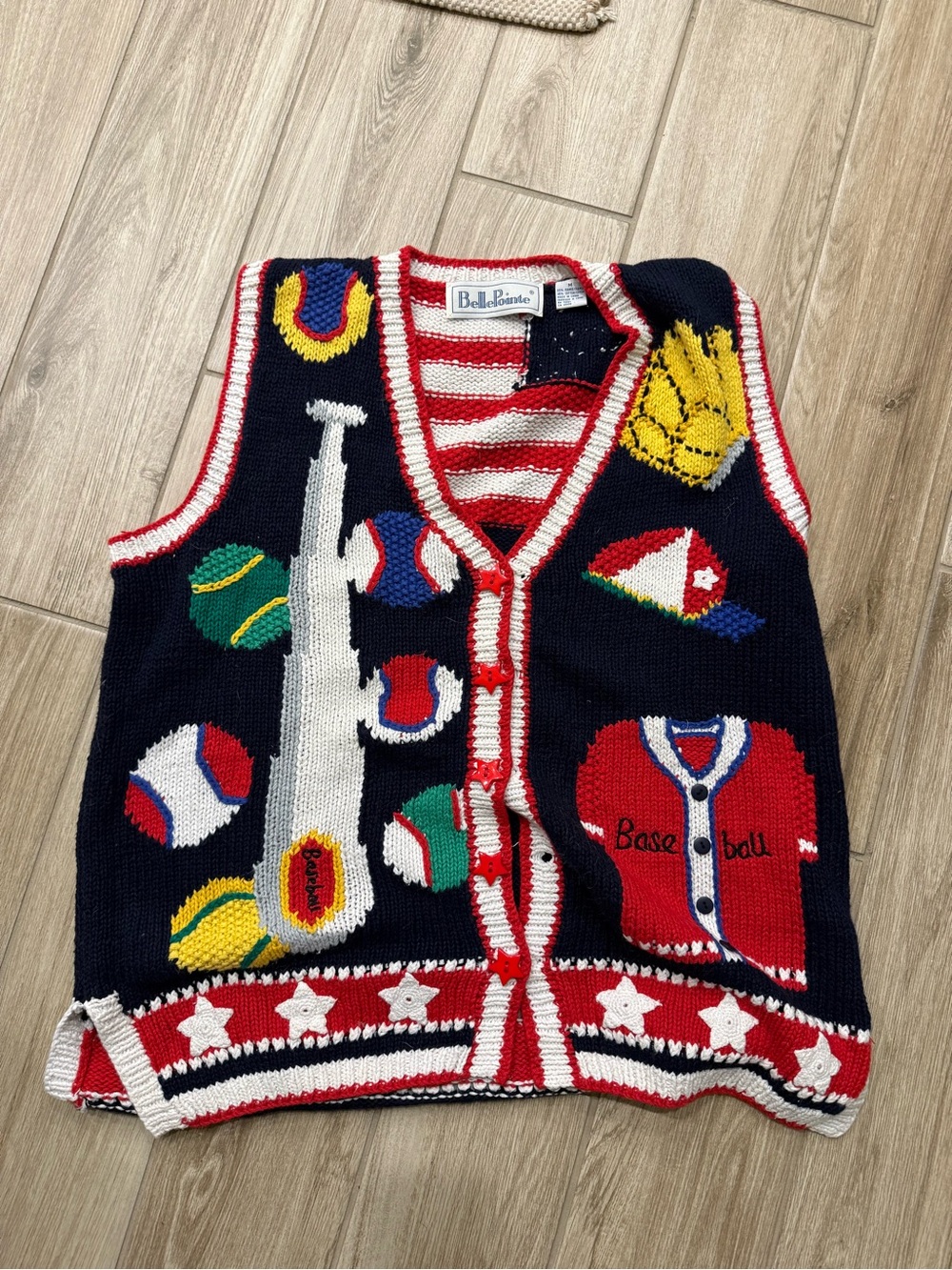 Vintage BellePointe Knit Baseball Sweater Vest - Medium | Grandmacore Novelty